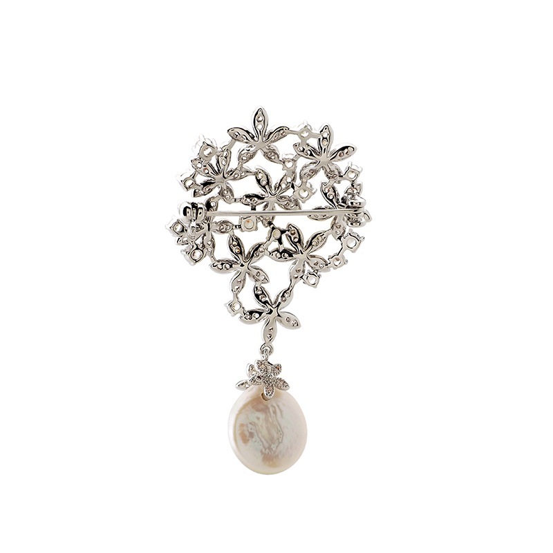スィングパール フラワーモチーフブローチ ロジュームカラー