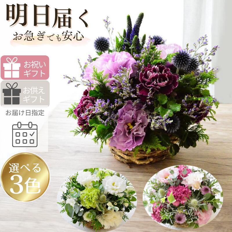【Raisinブルー】大人っぽい紫のお花を森の中にいるようなグリーンいっぱいのアレンジでお作りします。オールラウンドタイプ。アガット色、シェル色も加え3色からお選びいただきます