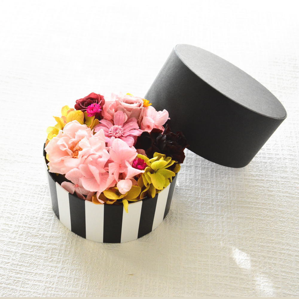誕生日 花 プリザーブドフラワー フラワーボックス 送料無料 メッセージ プレゼント お礼 ほんの気持ち 御祝 プリザーブド お祝い 和モダン おしゃれ 枯れない花 p お花