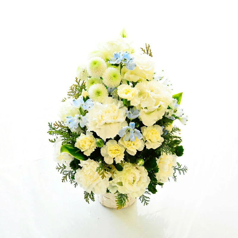 【お供え花　Offering】お花の色が選べる生花の御供アレンジメントです。2色よりお選びいただけます。送料無料。14時までのご注文で翌日お届け（お届け地域はページ内の地図参照）