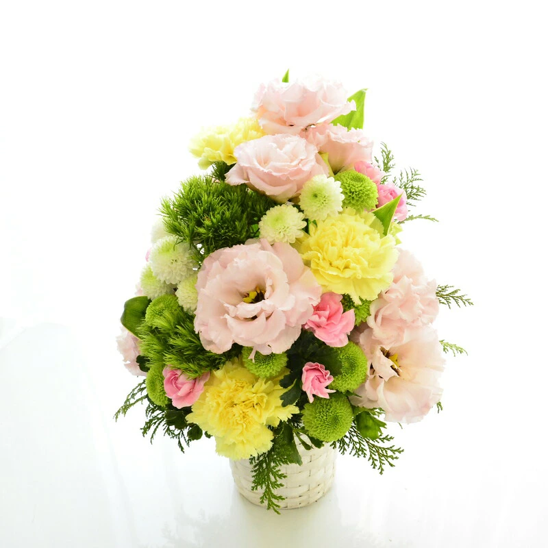 【お供え花　Offering】お花の色が選べる生花の御供アレンジメントです。2色よりお選びいただけます。送料無料。14時までのご注文で翌日お届け（お届け地域はページ内の地図参照）