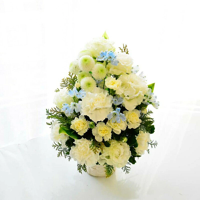 【お供え花　Offering】お花の色が選べる生花の御供アレンジメントです。2色よりお選びいただけます。送料無料。14時までのご注文で翌日お届け（お届け地域はページ内の地図参照）