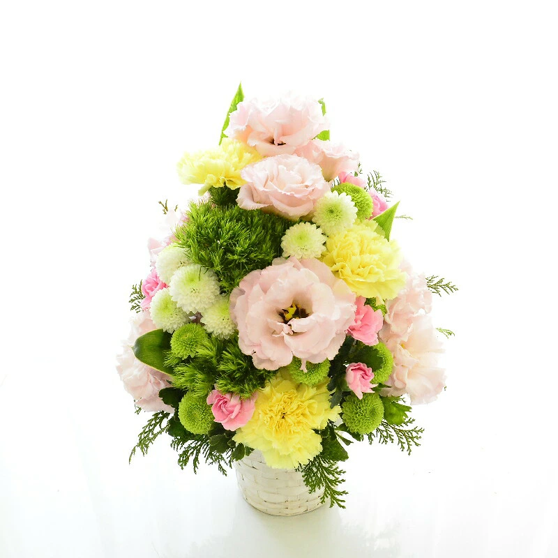 【お供え花　Offering】お花の色が選べる生花の御供アレンジメントです。2色よりお選びいただけます。送料無料。14時までのご注文で翌日お届け（お届け地域はページ内の地図参照）