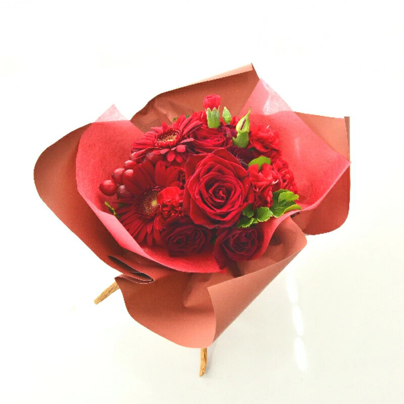 【ラッピングのまま飾れる花束　アップルレッド】