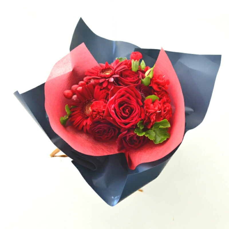 【ラッピングのまま飾れる花束　アップルレッド】