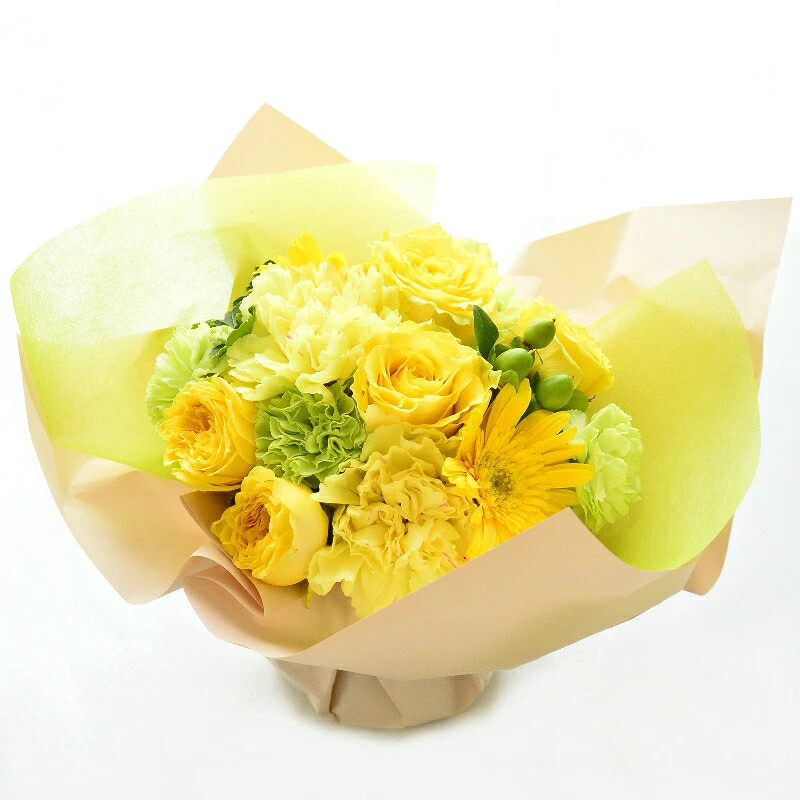 【ラッピングのまま飾れる花束　パプリカイエロー】