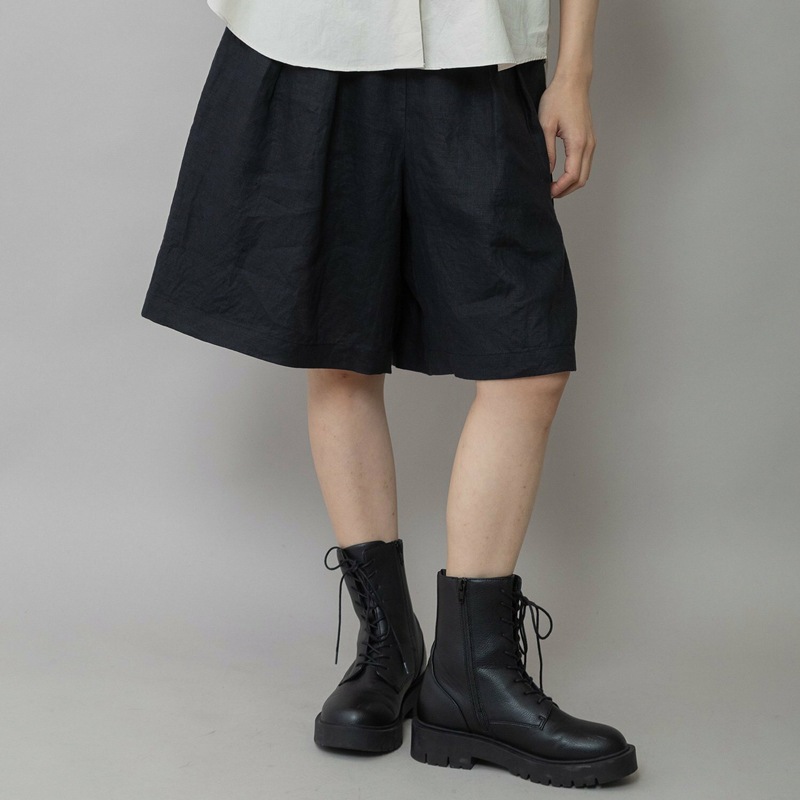 ミューニック Munich 40sフレンチリネンワイドハーフパンツ ショート