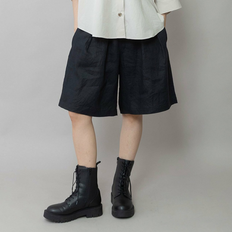 ミューニック Munich 40sフレンチリネンワイドハーフパンツ ショート