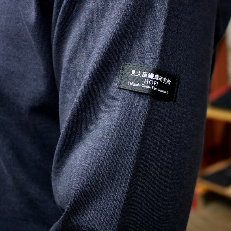 東大阪繊維研究所(HOFI) オーガニック超長綿 タック襟長袖Tシャツ ユニ