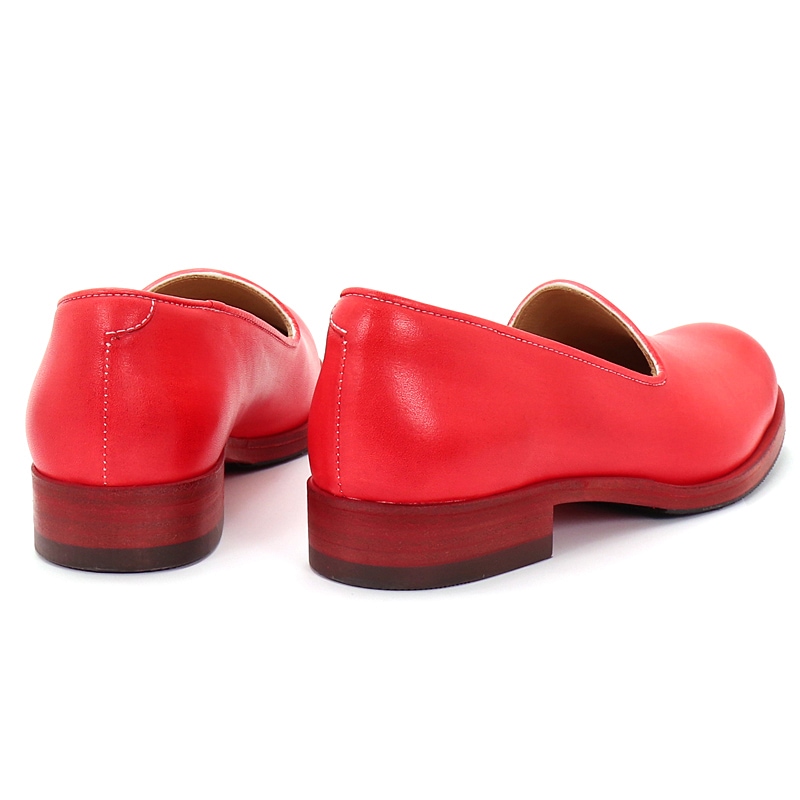 未使用箱付 レザースリッポン ハラコ エナメルレザー ワインレッド モト MOTO レディース レザースリッポン LADIES LEATHER SLIP-ON