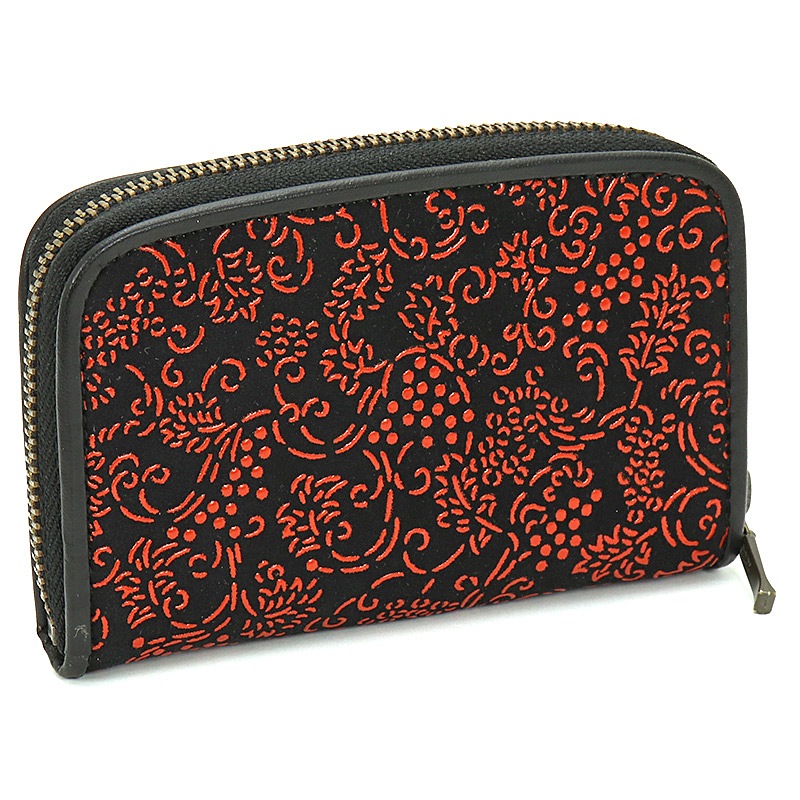 奈良印傳 ～印傳工房南都～ 三方ファスナー小銭入れ ラウンド