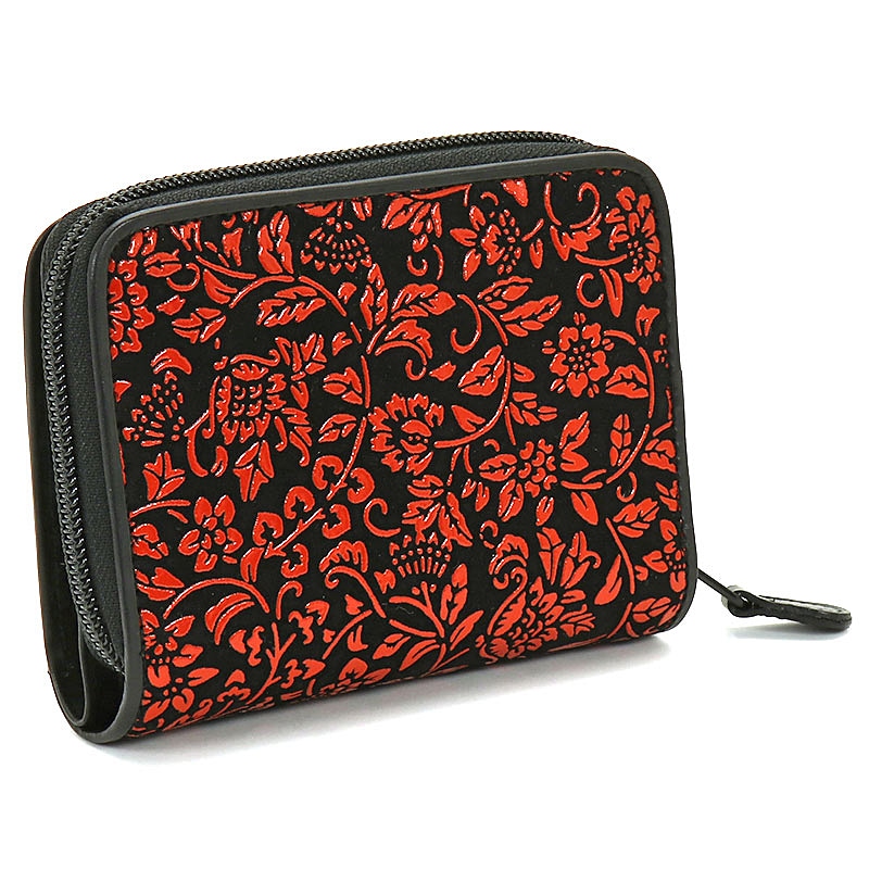 奈良印傳　印傳工房南部　パッチワーク　二つ折り財布 奈良印傳 ～印傳工房南都～ 二つ折りファスナー財布 漆印傳 印伝