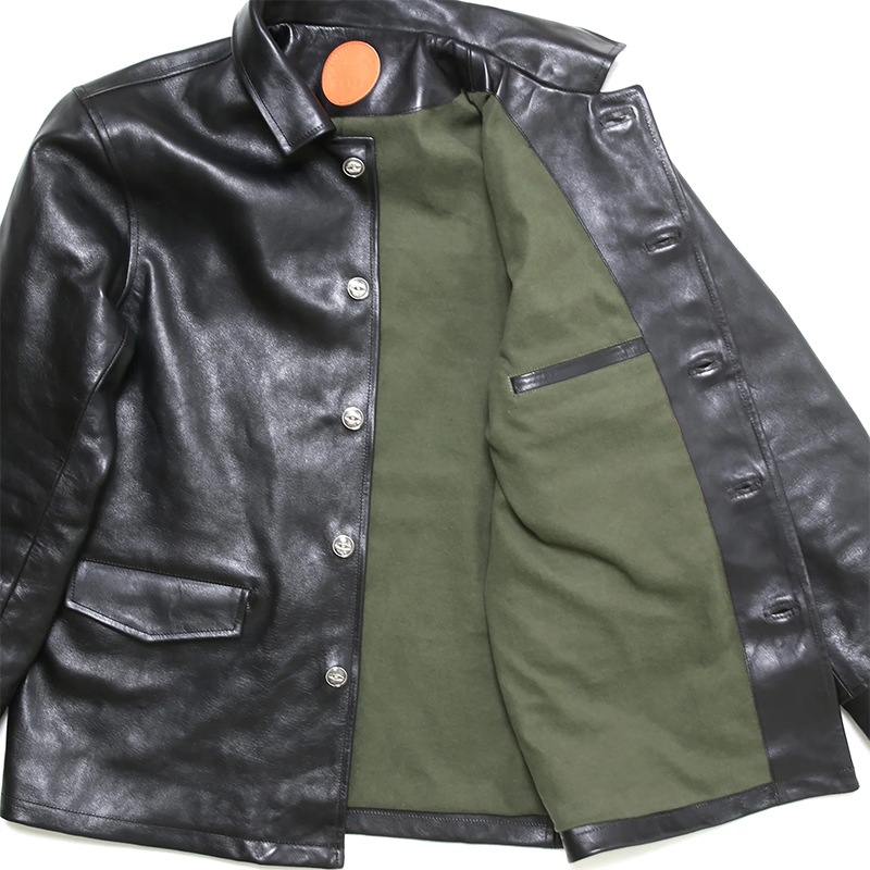 ⭐️イタリア本革　コート MOTO(モト) ITALIAN HORSE LEATHER CAR COAT #MOTO-01 / BLACK