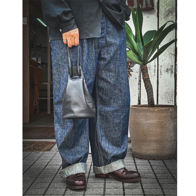 MOTO ゴートレザー巾着ポーチ　BLACK モト MOTO GOAT LEATHER POUCH ゴートレザー巾着ポーチ 巾着