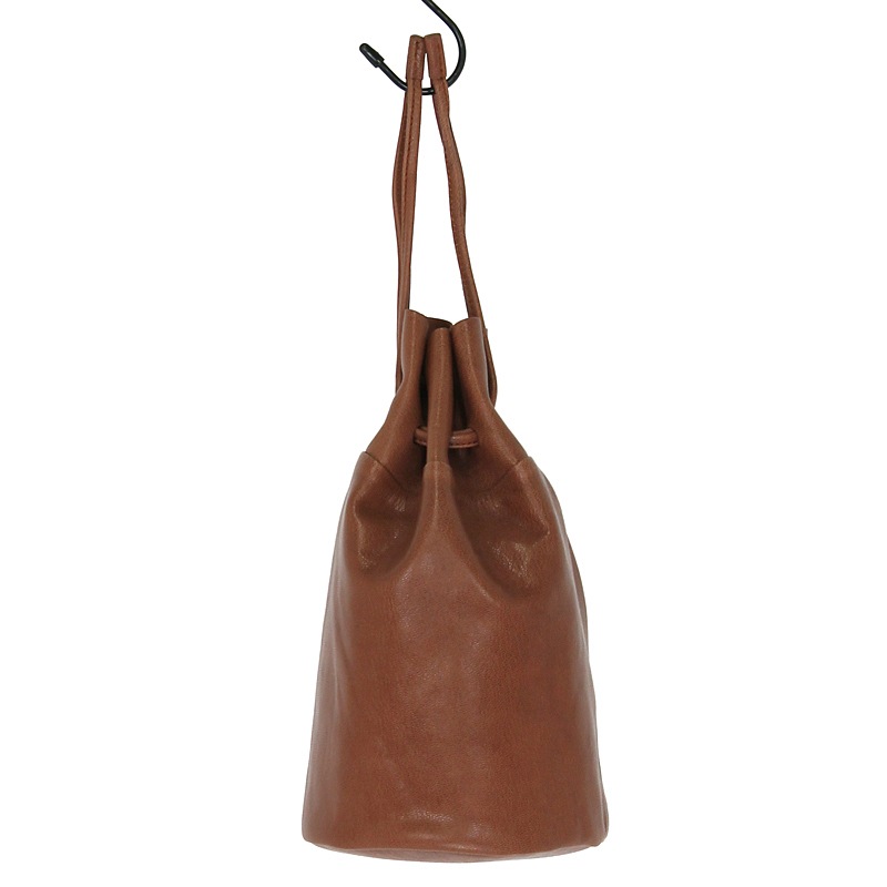 MOTO ゴートレザー巾着バッグ MOTO BAG70 ゴートレザー巾着ポーチ(BROWN)-Natoriya