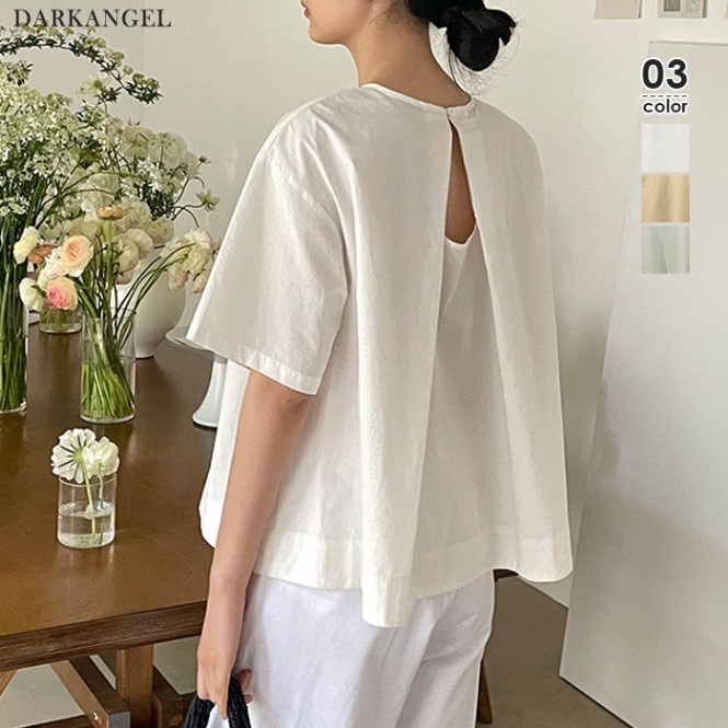 休日限定 3color バックオープンAラインブラウス□納期目安：即納 トップス