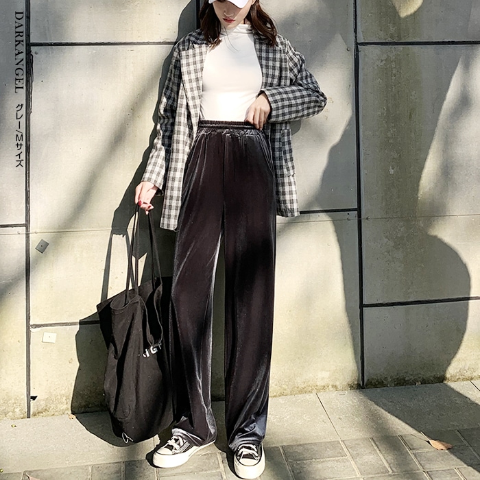 ■COMOLI■人気 ベロア ワイドパンツ ブラック 国内発 すぐ届く 03color ベロアワイドパンツ □納期目安:即納□ | ボトムス