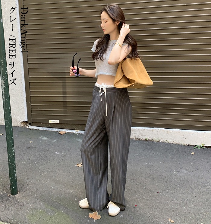 2colors ダブルウエストピンストライプワイドパンツ □納期目安