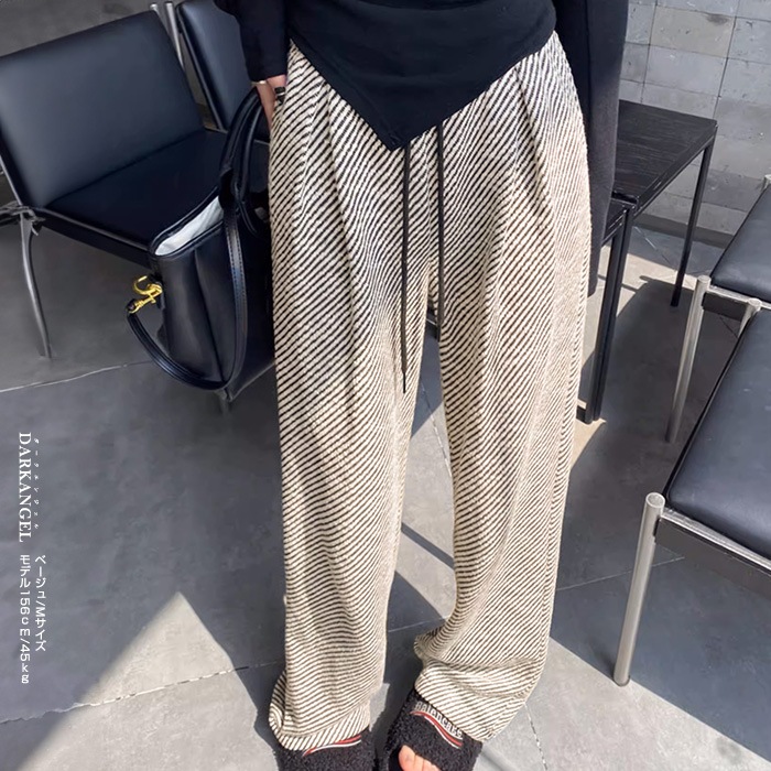 【Southfish】 ストライプパンツ ラメ入りストライプタックワイドパンツ□納期目安：即納