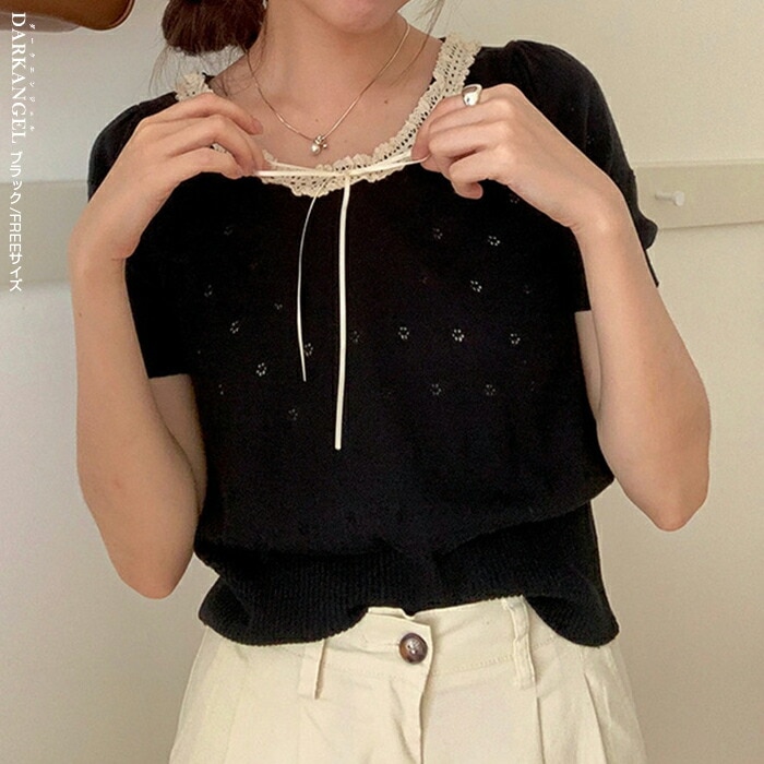 3color レースリボンモチーフニット □納期目安：即納□ | ニット・セーター | Kharis by DARKANGEL