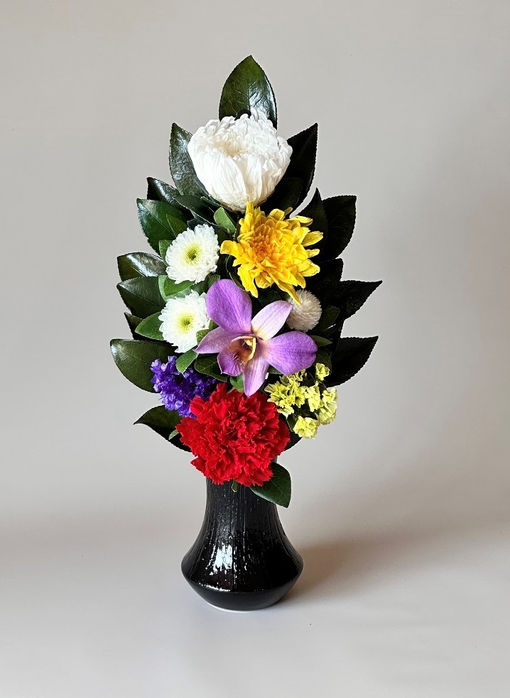 プリザーブドフラワー仏花Sサイズ (花丈21cm 下部ワイヤー含まず） 器