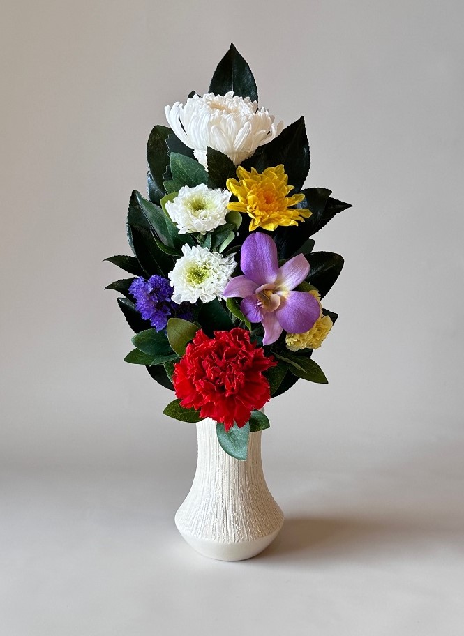 プリザーブドフラワー仏花Sサイズ 高さ30cm (花丈21cm ＋器9cm