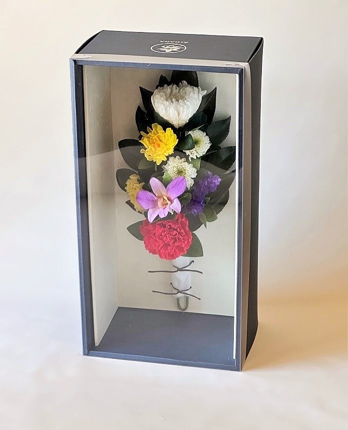 プリザーブドフラワー仏花Sサイズ (花丈21cm 下部ワイヤー含まず） 器