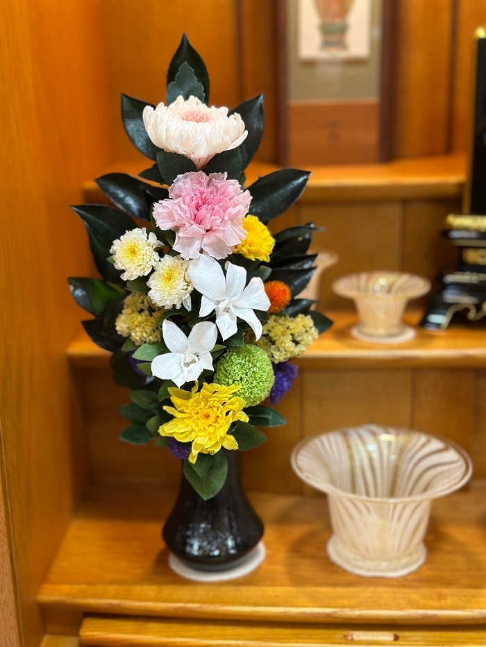 プリザーブドフラワー仏花Lサイズ （花丈27cm 下部のワイヤー含まず