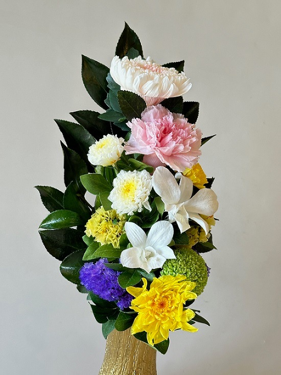 仏花プリザーブフラワー一対 プリザーブドフラワー仏花Lサイズ （花丈27cm 下部のワイヤー