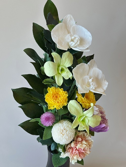 プリザーブドフラワー仏花Lサイズ 高さ38cm（花丈27㎝＋器11cm