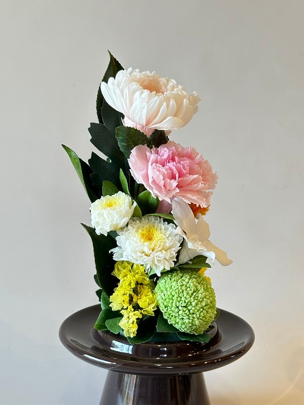 プリザーブドフラワー仏花対ガラスドーム大輪菊 上品むらさき登場】 輪菊の美しい ガラスドーム付き