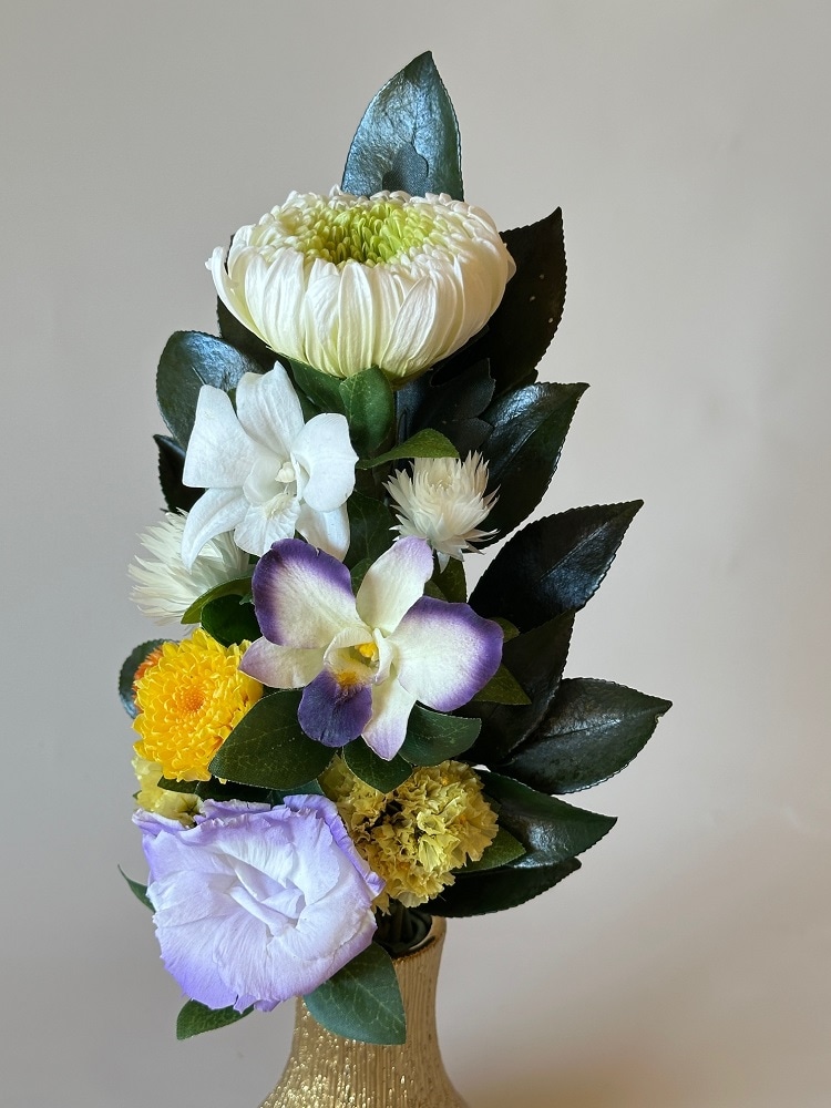 専用 仏花 プリザーブドフラワー 仏花 プリザーブドフラワー 仏壇用 デンファレ 小菊｜お供え用