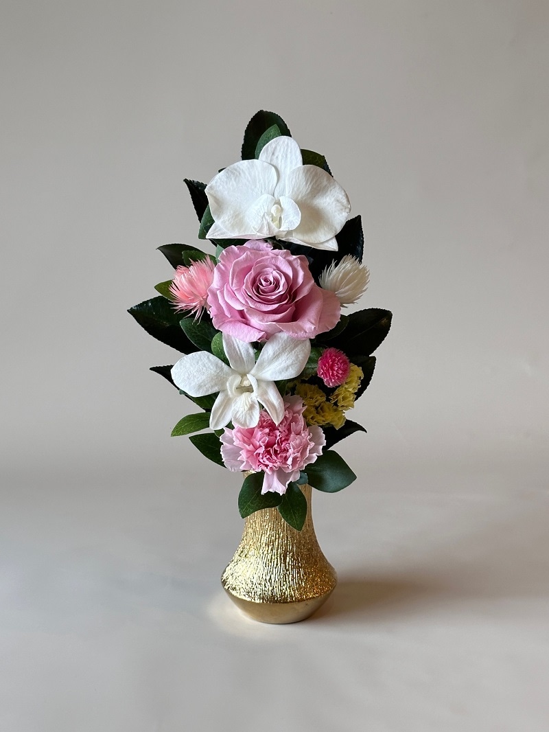 プリザーブドフラワー仏花Sサイズ 高さ30cm (花丈21cm ＋器9cm