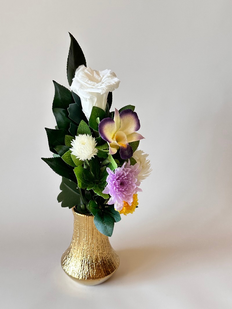 プリザーブドフラワー仏花SSサイズ (花丈17cm 下部ワイヤー含まず） 器なしタイプ | 仏花・仏壇用,プリザーブドフラワー仏花,小さい ...