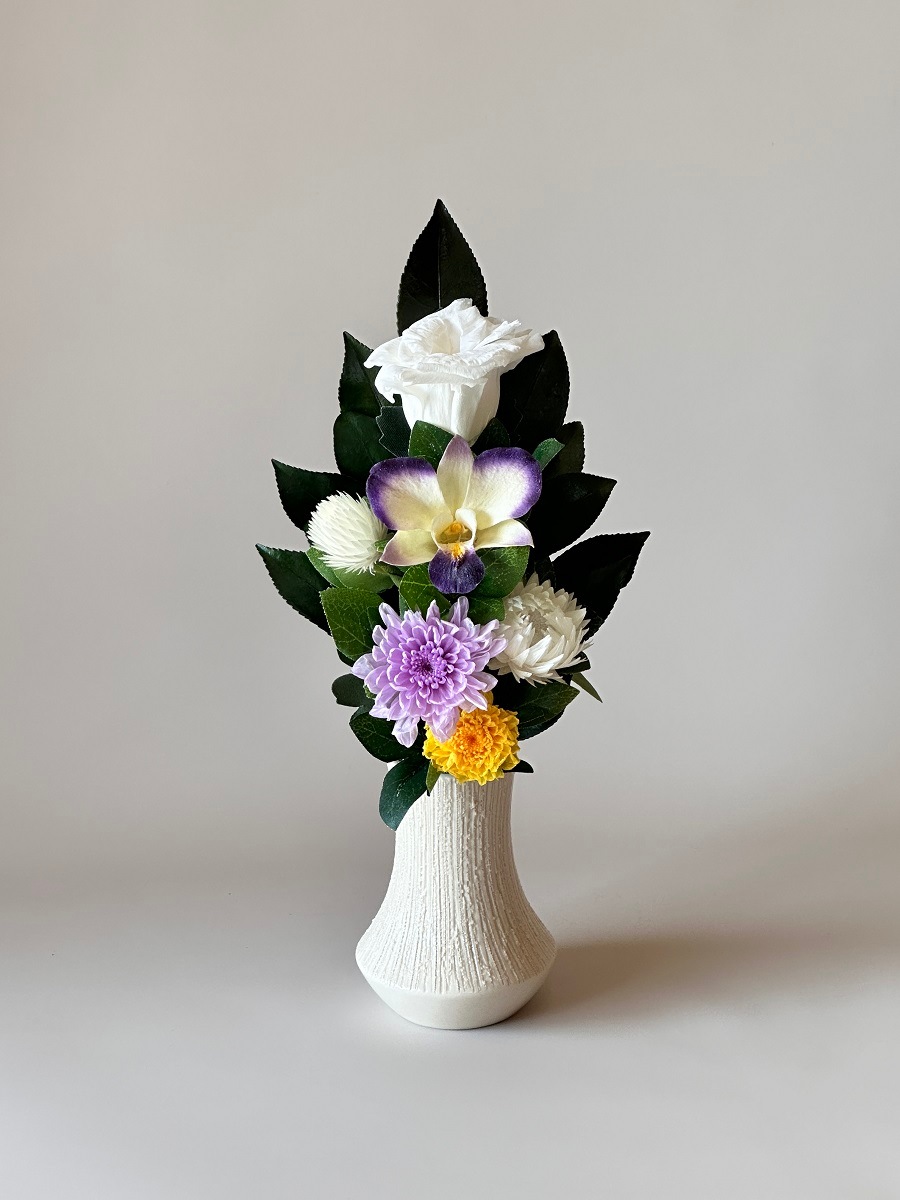 プリザーブドフラワー仏花SSサイズ 高さ26cm (花丈17cm＋器9cm） 器付タイプ | 仏花・仏壇用,プリザーブドフラワー仏花,小さい ...