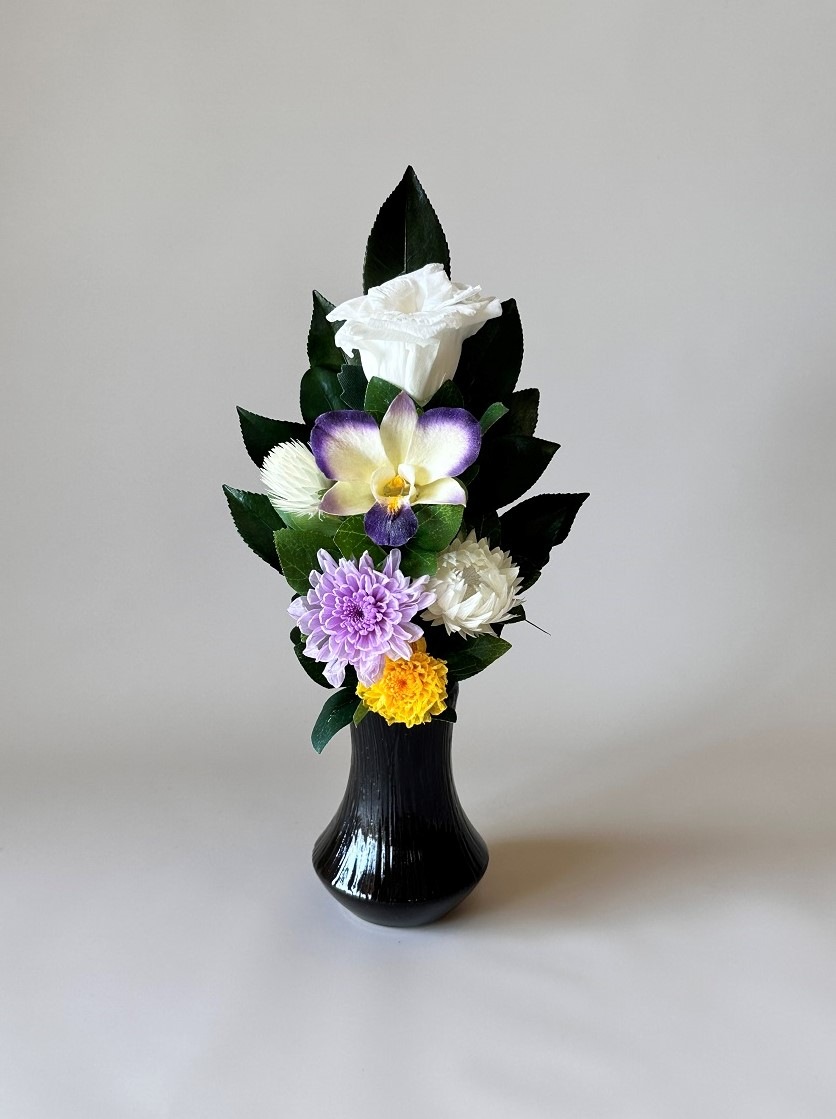 プリザーブドフラワー仏花SSサイズ 高さ26cm (花丈17cm＋器9cm） 器付タイプ | 仏花・仏壇用,プリザーブドフラワー仏花,小さい ...