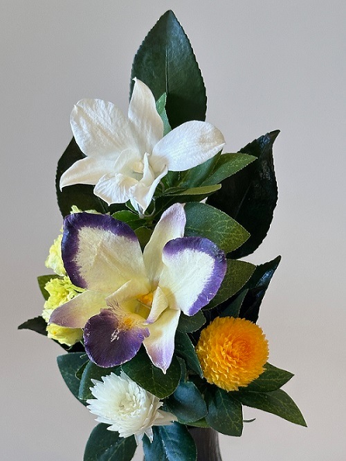 プリザーブドフラワー仏花3Sサイズ 高さ20cm (花丈13cm＋器7cm） 器付