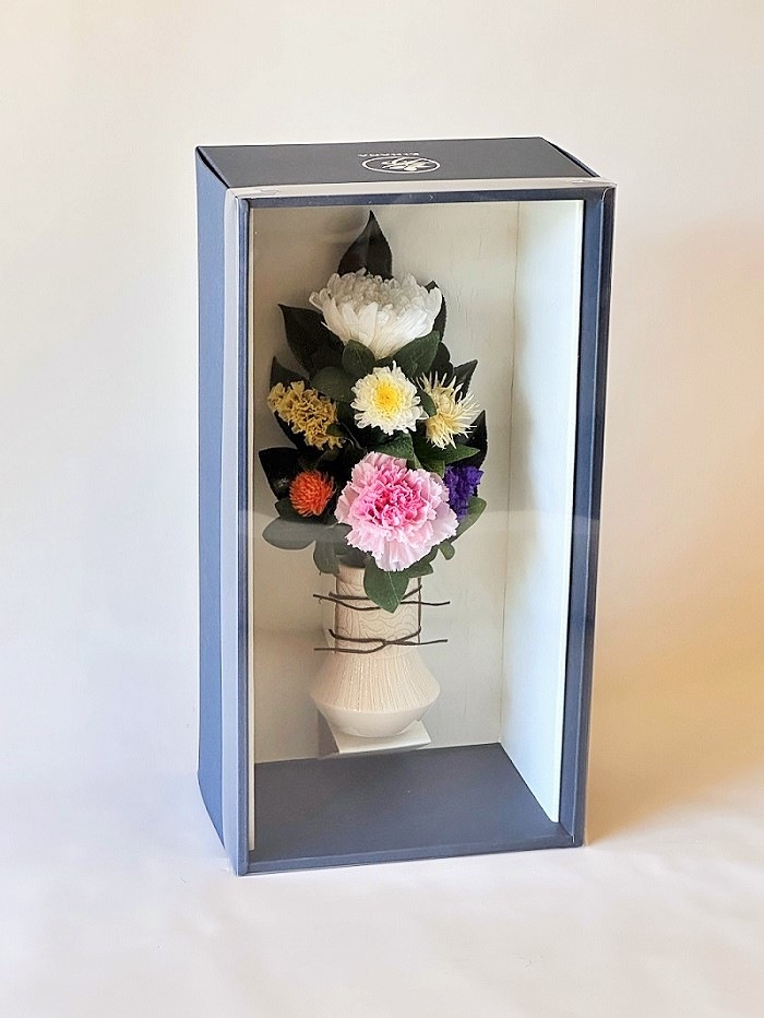 プリザーブドフラワー仏花Mサイズ 高さ35cm（花丈24cm＋器11cm） 器付タイプ | 仏花・仏壇用,プリザーブドフラワー仏花,大きい ...