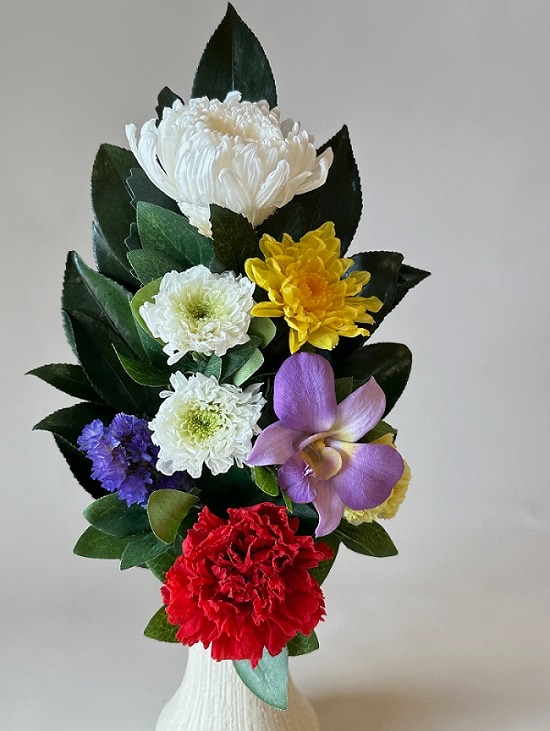 新作】仏花（1対）花器なし 輪菊のプリザーブドフラワーお供え仏
