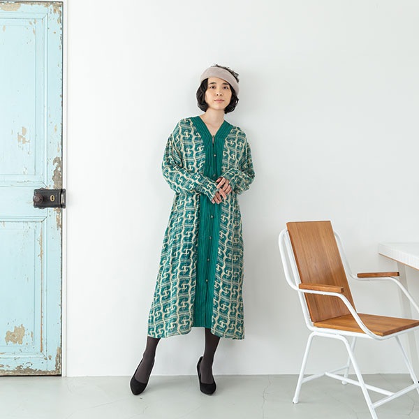 ワンピース ホースプリント ワンピース プリントワンピース ロングワンピース オーガニック ナチュラルファッションブランドkilki キルキー 公式ショップ