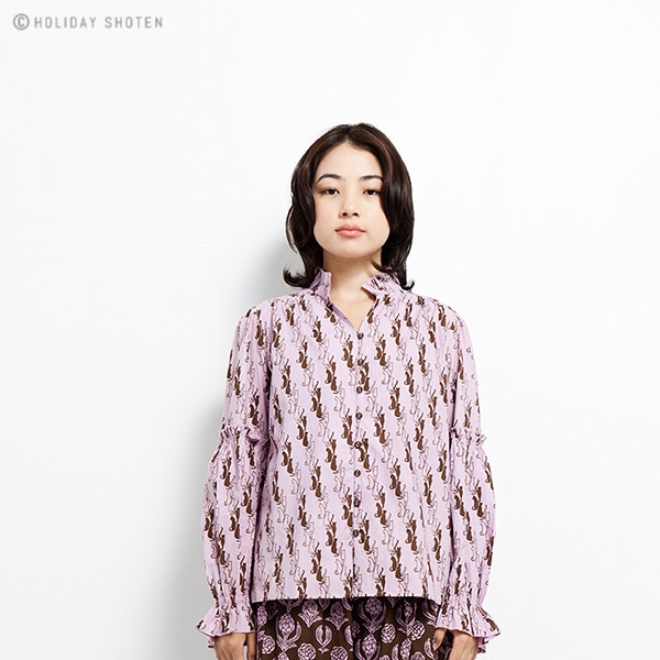 key GREED INTERNATIONAL トップス ブラウス Shiny Flower Jacquard Frill Blouse｜Greed International