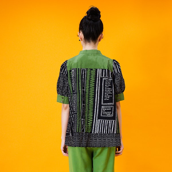 key GREED INTERNATIONAL トップス ブラウス Shiny Flower Jacquard Puff Blouse｜Greed International