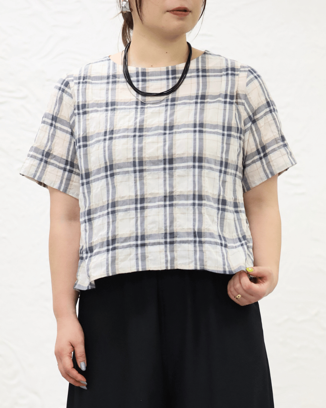チェック柄ショート丈ボックスブラウス | シャツ・ブラウス | KINGLILY