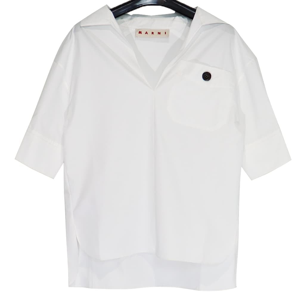 Marni / MA COTTON POPLIN S/S POLO NECK BLOUSE