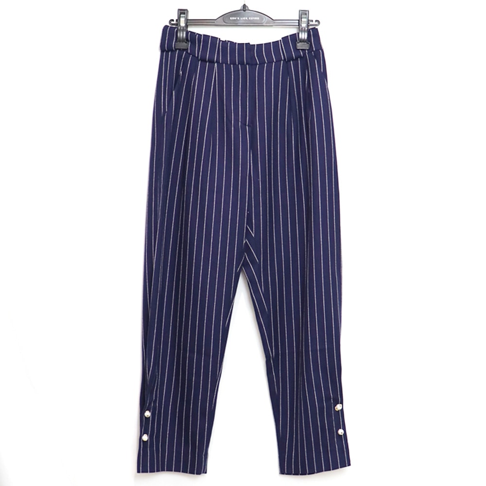 MOTHER OF PEARL / MOP SONNY STRIPE COTTON TROUSER WITH PEARL BAR CUFF