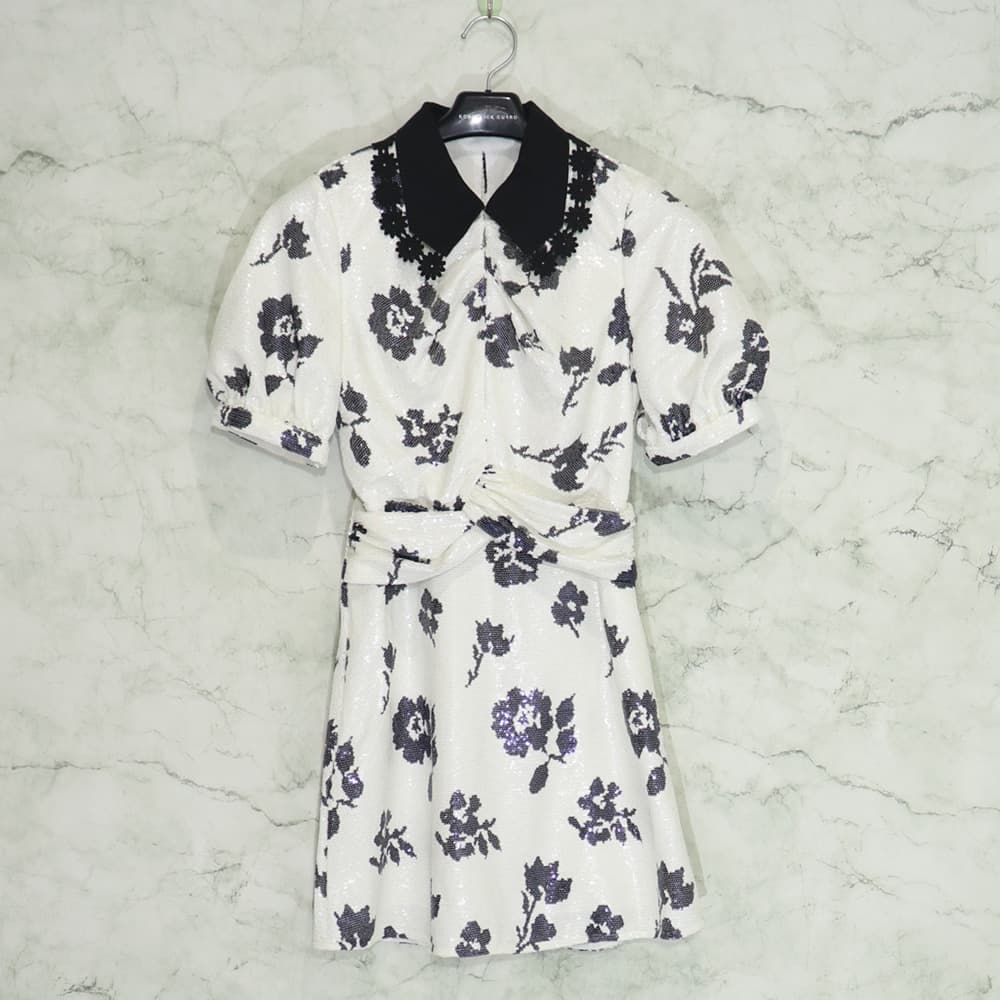 self-portrait / SHORT SLEEVE FLORAL SEQUIN | ドレス