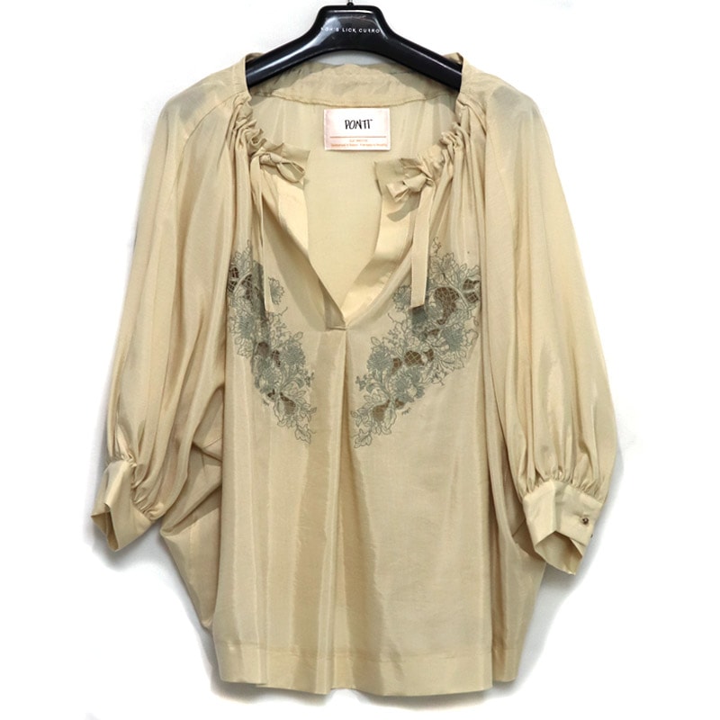 PONTI / PT LATTICE PATTERN COMBINATION DRESS SHIRT