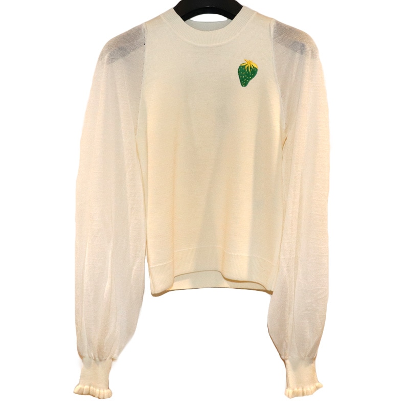 JW ANDERSON / JWA CHEST STRAWBERRY SHEER SLEEVE JUMPER