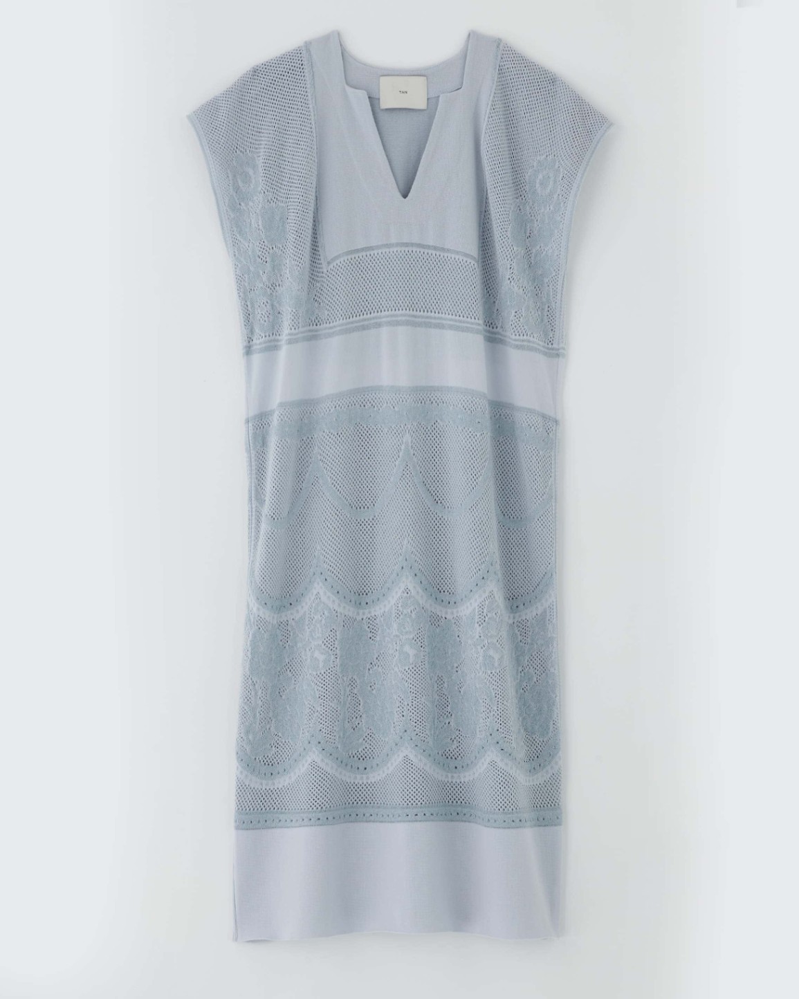 TAN / TAN FLORAL PATTERNED LACY DRESS