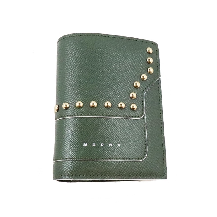 MARNI / MA SAFFIANO LEATHER BILLFOLD WALLET WITH STUDS